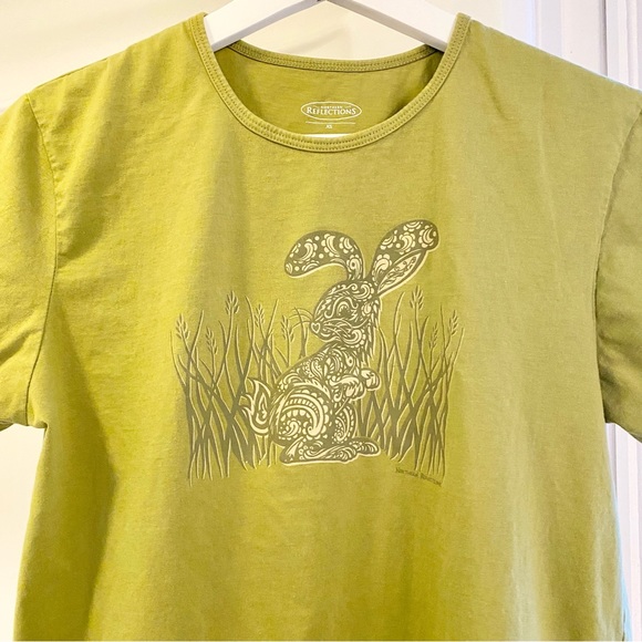 2000s Northern Reflections Rabbit Green T-shirt, size XS - Picture 1 of 11